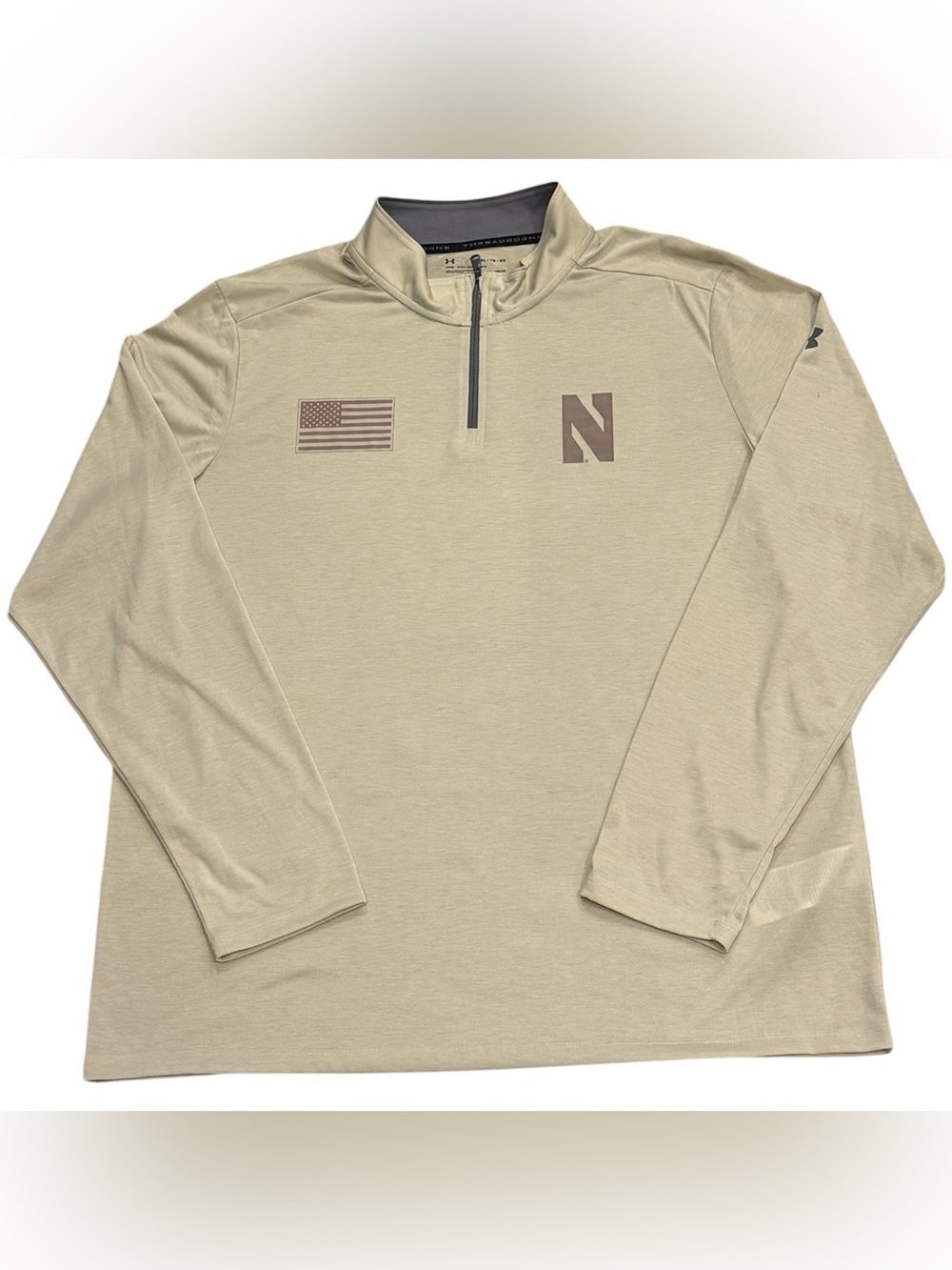 Under Armour Northwestern Wildcats Team Issued Military Tan Sweatshirt Mens XL